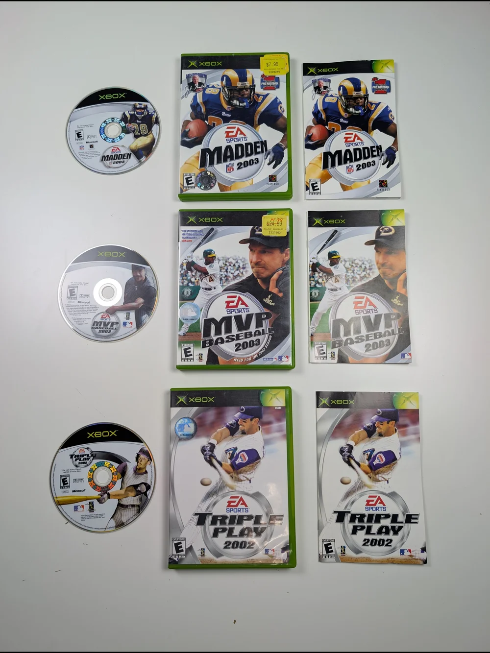 Lot 3 Original Xbox Games Madden 2003 MVP Baseball 2003 Triple Play 2002 CIB EA